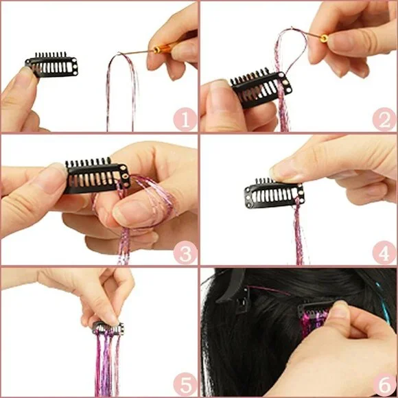 48 Inch Glitter Hair Tinsel Extensions Kit 16 Colors, 4800 Strands With Tools - - Picture 7 of 7